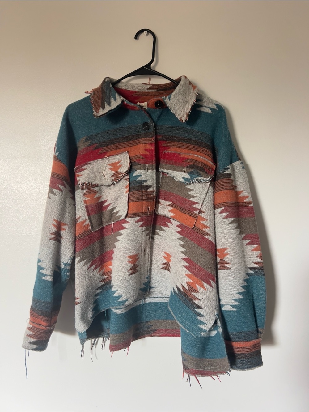 Aztec-Pattern Button-Front Jacket